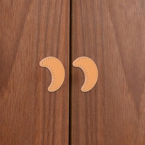 Lurrose 2pcs Moon Shaped Pu Leather Drawer Pulls Cabinet Handles for ’ Room Wardrobe, Single Hole Decorative Furniture Hardware, Thickened Brass Base, Small Modern Handles for Dresser in Saudi Arabia