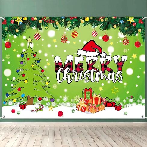 Green Christmas Backdrop Merry Christmas Party Decorations Cartoon Theme Christmas Backdrops for Photography Background Red and Green Christmas Sign Backdrop Banner for Kids (7x5ft) in Saudi Arabia
