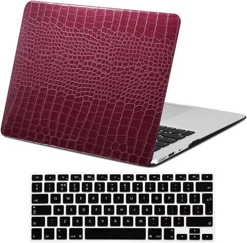 Case for MacBook Air 15 Inch 2025 2024 2023 Release M3 A3114 A2941 M2 A3241 with Liquid Retina Display & Touch ID, Hard Crocodie Leather Laptop Shell with Keyboard Cover, Red Alligator in Kuwait