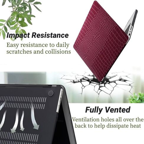 Case for MacBook Air 15 Inch 2025 2024 2023 Release M3 A3114 A2941 M2 A3241 with Liquid Retina Display & Touch ID, Hard Crocodie Leather Laptop Shell with Keyboard Cover, Red Alligator in Kuwait