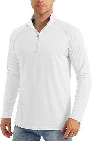 MAGCOMSEN Men's Long Sleeve Sun Shirts UPF 50+ Tees 1/4 Zip Up Fishing Running Rash Guard T-Shirts Outdoor Shirt in Kuwait