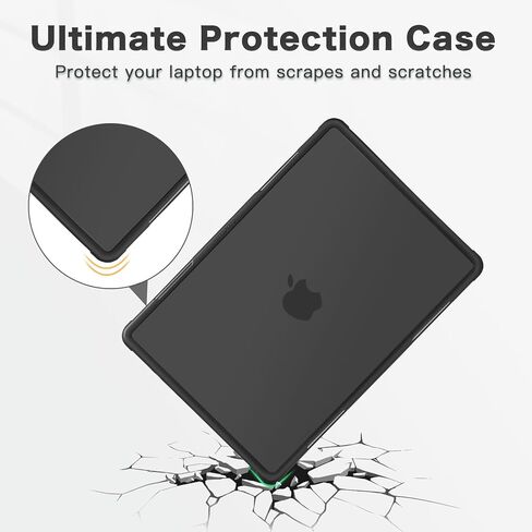 حافظة MOSISO متوافقة مع جهاز MacBook Air 13.6 بوصة 2022-2024 M3 A3113 M2 A2681، حافظة صلبة بلاستيكية مقاومة للصدمات شديدة التحمل مع مسند قابل للطي وغطاء لوحة مفاتيح وواقي شاشة ونوع C وحقيبة نيوبرين، أسود in Saudi Arabia