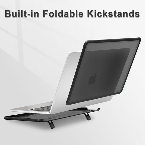 حافظة MOSISO متوافقة مع جهاز MacBook Air 13.6 بوصة 2022-2024 M3 A3113 M2 A2681، حافظة صلبة بلاستيكية مقاومة للصدمات شديدة التحمل مع مسند قابل للطي وغطاء لوحة مفاتيح وواقي شاشة ونوع C وحقيبة نيوبرين، أسود in Saudi Arabia
