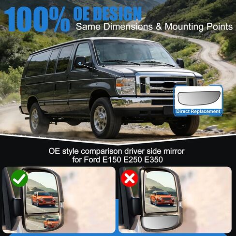 Passenger Side Lower Mirror Glass Replacement Compatible with 1999-2007 Ford F250 F350 F450 F550 Super Duty & 2000-2005 Excursion - Right Convex Towing Lens Mirror Glass, NON-Heated in Saudi Arabia