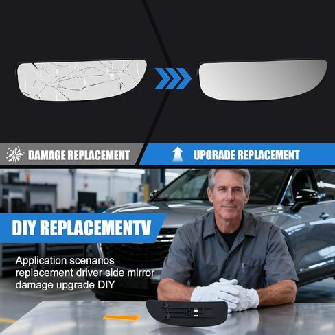 Passenger Side Lower Mirror Glass Replacement Compatible with 1999-2007 Ford F250 F350 F450 F550 Super Duty & 2000-2005 Excursion - Right Convex Towing Lens Mirror Glass, NON-Heated in Saudi Arabia