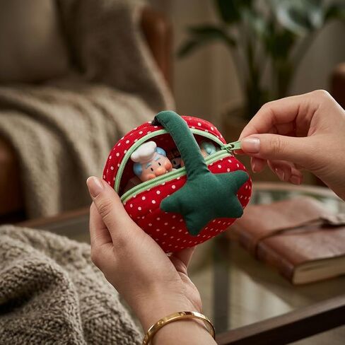 Cute Tomato Shaped Coin Purse for Women, Red Polka Dot Mini Pouch with Green Stem Zipper Wallet for Keys and Coins (Red) in Kuwait