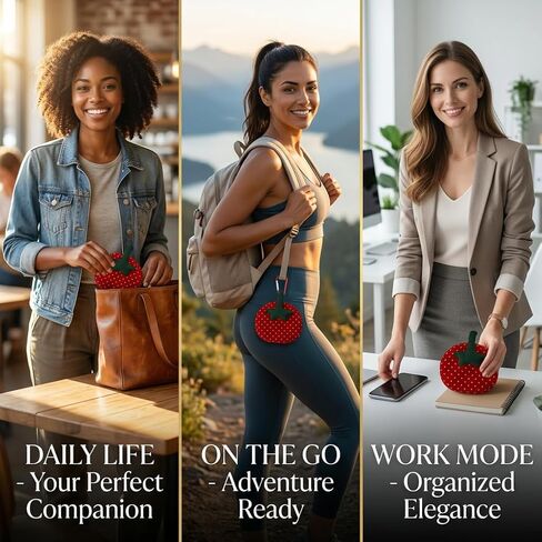 Cute Tomato Shaped Coin Purse for Women, Red Polka Dot Mini Pouch with Green Stem Zipper Wallet for Keys and Coins (Red) in Kuwait