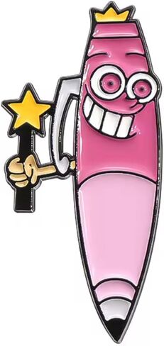 The Fairly OddParents Wanda Pink Pen Wand and Cosmo Pencil Cartoon Animated TV Show 1.25" Enamel Pin Badge in Saudi Arabia