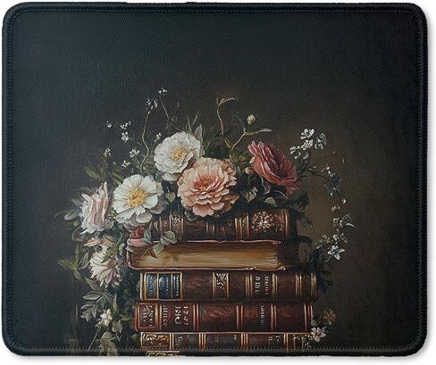 Vintage Moody Floral Book Mouse Pad, Reading Lovers Reader Librarian Gifts, Dark Academia Cottagecore Bookish Mouse Pad for Home Office Computer Gaming Desk Essentials, 9.5x7.9 Inch in Saudi Arabia