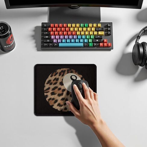 Trendy Black Leopard Print 8 Ball Mouse Pad, Funky Coquette Mouse Pads Mousepad for Desk Office Computers Laptop,Preppy Girly Office Supplies, 9.5x7.9 Inch in Saudi Arabia