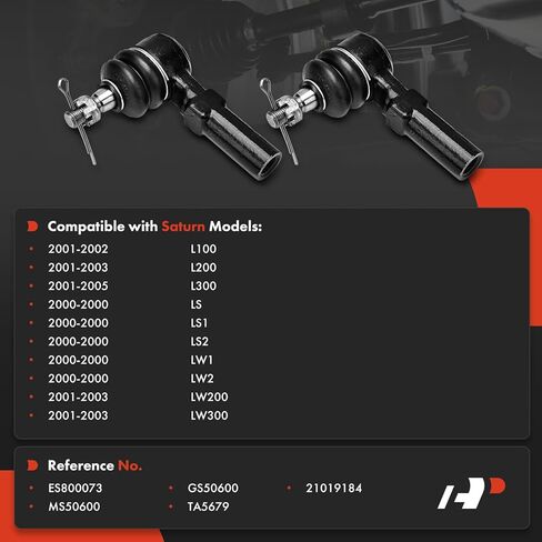 A-Premium 2 x Front Outer Tie Rod Ends, Compatible with Saturn L100 2001-2002, L200 2001-2003, L300 2001-2005, LS 2000, LS1 2000, LS2 2000, LW1 2000, LW2 2000, LW200 2001-2003, LW300 2001-2003 in Saudi Arabia