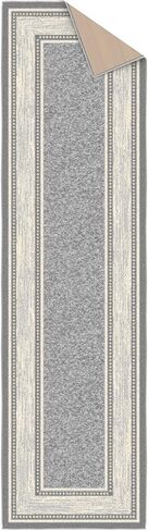 Ottomanson Runner Rug 1'10" x 7' – Non Slip Rubber Backed Kitchen Rug for Sink Area, Hallway Carpet Runner, Low Pile Indoor Runner Rug for Laundry Room and Entryway, Border Light Gray in Saudi Arabia