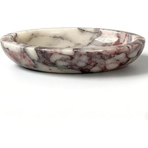 طبق حلية رخامية، صينية رخامية كالاكاتا للمجوهرات والمفاتيح، طبق صابون دائري وحامل شموع على شكل وعاء حجري مزخرف لطاولة المدخل، الحمام، الغرور (فيولا، 5.5 بوصة) in Kuwait