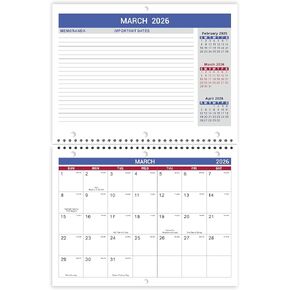 2026 Calendar - 2026 Wall Calendar, Jan. 2026 - Dec. 2026, 8.5" x 11", Memoranda Lined Pages with Thick Paper, Twin-Wire Binding, Holidays, Julian Dates in Kuwait