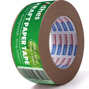 ADHES Kraft Paper Tape, 2 Inch x 60 Yards x 3 Rolls, Biodegradable Paper Packing Tape Writable & Uncoated Brown Shipping Tape for Shipping, Moving, Sealing in Kuwait
