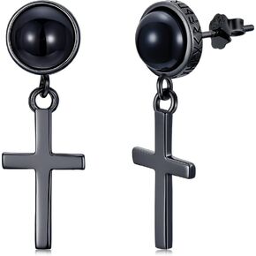 Black Dangle Drop Earrings 925 Sterling Silver Black Onyx Stud Earrings Viking Rune Jewelry Gift for Women Men in Kuwait