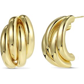 Small Gold Knot Earrings for Women Trendy, 14K Gold Plated Chunky Statement Drop Dangle Earrings, Lightweight Hypoallergenic Jewelry Gift for Women in Saudi Arabia
