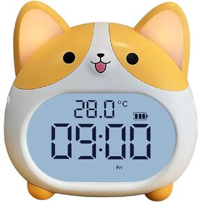 ساعة منبه للكلاب، ساعة منبه بصوت عالٍ مع ضوء ليلي، ساعة رقمية للمراهقين قابلة لإعادة الشحن مع 6 منبهات، مؤقت وعرض درجة الحرارة، ساعة بجانب السرير على شكل حيوان لطيف لغرفة النوم والمكتب والدراسة (أصفر) in Kuwait