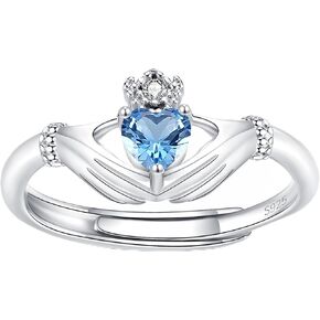 Birthstone Rings for Women: s925 Sterling Silver Claddagh Ring Adjustable Irish Promise Band Rings - Birthday Christmas Jewelry Gifts for Teen Daugter Sister in Kuwait