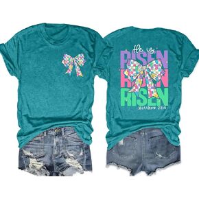 LAZYCHILD Easter Shirts for Women: He is Risen Shirt Christian Easter Shirt Easter Gifts Religious Faith Tee Tops in Kuwait