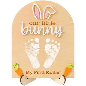 (الطلاء غير متضمن) حرفة عيد الفصح الأولى للأطفال، 6 × 8 هدايا خشبية لبصمة اليد للأطفال، بعض الأرانب تحب التوقيع، حشوات سلة عيد الفصح in Kuwait