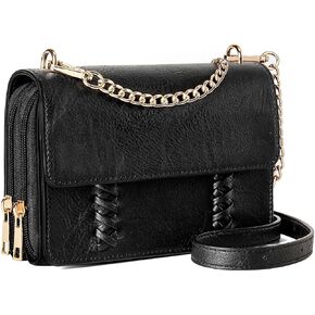 محفظة كروس للنساء من الجلد النباتي حقيبة كتف كلاسيكية مضفرة عبر الجسم مع حزام قابل للتعديل in Kuwait