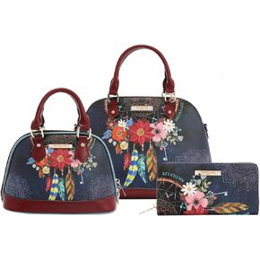 Nicole Lee Dream Comes True 3 Piece Set, Handbag, Crossbody, Wallet, Pebbled Vegan Leather, Gold-tone Hardware, Zip Closure, Fall (DREAM COMES TRUE) in Kuwait