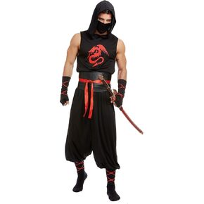 Dreamgirl Men's Ninja Costume - Hooded Tank with Dragon Print and Matching Pants in Kuwait