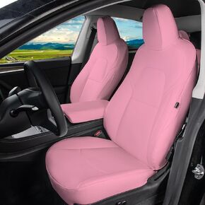 White Nappa Leather Car Seat Covers Full Set for Tesla Model Y 2017 2018 2019 2020 2021 2022 2023 2024 All Weather Protection Comfortable Soft Airbag Safe & Seat Belt Access in Kuwait