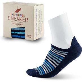 جوارب ماركولياني ميلانو الرجالية - حذاء رياضي غير مرئي، وسادة دقيقة من قطن بيما، خطوط ودبوس in Kuwait