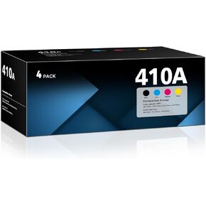 4-Pack 410A Toner Cartridge Set (with Chip) Compatible for HP 410A 410 CF410A Toner Work for Color Laser Jet Pro MFP M477fnw M477fdw Pro M452dn M452nw M452dw Printer (Black, Cyan, Magenta, Yellow) in Kuwait