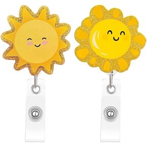 2Pcs Cute and Funny Nurse Badge Reel Retractable Sun Sunshine Nursing Badges Holder with Secure Clip, Nursing Badge Reel Set for RN LPN CNA MA ER Worker Teacher Doctor Nurse Gifts in Kuwait
