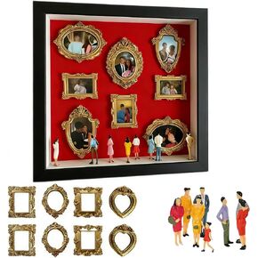 DIY Mini Museum Silhouette Box, Mini Museum of Us Box Frame Display with 8pcs Mini Frames & 7pcs Figurines, Personalized Photo Shadow Box Display, for Anniversary,Birthday & Home Decor (Black) in Saudi Arabia