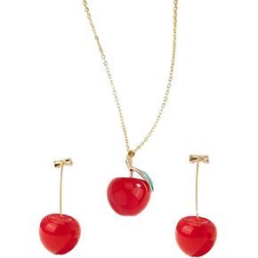 Cherry Earrings Necklace for Women 3D Red Cherry Jewelry Cute Fruit Dangle Earrings Funny Fruit Necklace Unique Christmas Gifts Trendy Jewelry for Women 2025 in Kuwait