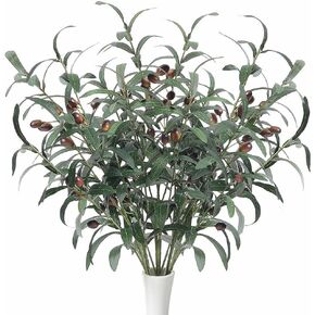 فروع زيتون صناعية من SzJias للمزهريات فرع زيتون صناعي، فروع زائفة، سيقان زيتون لفروع شجرة زيتون زائفة (5 فروع، 28.7 بوصة/لكل واحدة) in Kuwait