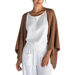 Linen Cardigan for Women 3/4 Sleeve Open Front Loose Shurgs Lightweight Cover Up Poncho Casual Going Out Shirt in Kuwait