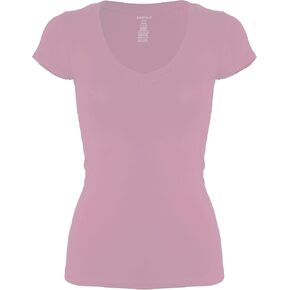 Bozzolo Women's Plain Basic V Neck Short Sleeve Cotton T-Shirts in Kuwait