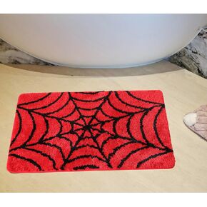 سجادة حمام على شكل شبكة عنكبوت حمراء لطيفة، سجاد حمام أحمر، ملحقات الحمام، سجادة حمام أرضية مضحكة غير قابلة للانزلاق، سجادة حمام قابلة للغسل في الغسالة، سجادة ناعمة من الألياف الدقيقة لحوض الاستحمام والدش (23.6 * 15.7 بوصة) in Kuwait