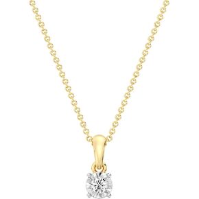 GILDED 0.25 Cttw Round Lab-Grown Diamond Solitaire Pendant Necklace, F Color SI Clarity, 14KT Gold Plated Silver Sterling Silver, 18" Cable Chain with Spring Ring Clasp in Kuwait
