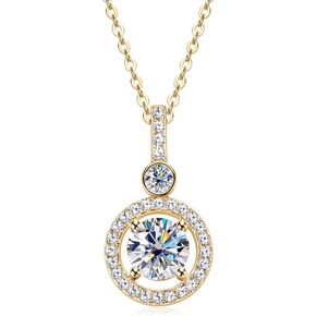 14K Gold over S925 Sterling Silver 1.33ct Round Brilliant Cut Diamond Pendant Necklace, VVS1 D-Color, Stylish Gift for Women in Saudi Arabia