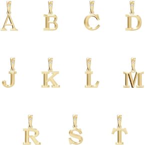 10K Solid White or Yellow Gold Letter Charm Pendant Charm | Diamond Accent | Beveled Initial with Dangle Bail| Personalized Jewelry in Saudi Arabia