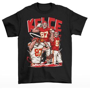 تي شيرت كرة القدم بنمط الرسوم المتحركة من RatTrapTees Travis Kelce in Kuwait