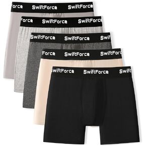 Men's 5 Pack Performance Boxer Briefs, Polyester Spandex Blend Underwear, Tag Free, Ultra Soft, Breathable in Saudi Arabia