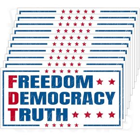 (10Pcs-7.5x3.75in) Freedom Democracy Truth Bumper Stickers Subtle Patriotic Foxglove Daisy Tulip Waterproof Vinyl Stickers Decals for Walls Windows Trucks Cars in Kuwait