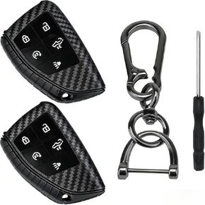 2 PCS Carbon Fiber Textured Silicone Key Fob Cover, Cover Case Protector Keyless with 5 Buttons Compatible with Chevrolet Chevy Silverado 1500 2500 3500 HD EV GMC Sierra 1500 2500 3500 HD in Kuwait