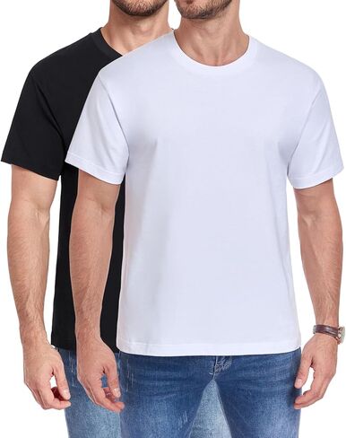 wirarpa Men's T-Shirts 100% Cotton Crewneck Short Sleeve Tees Casual Plain Mens T Shirts in Kuwait