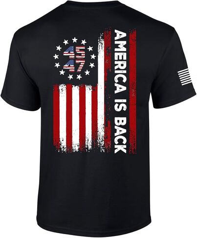 Patriot Pride Men's 45 47 Distressed USA Flag America is Back Short Sleeve T-Shirt - Patriotic T Shirts for Men in Saudi Arabia