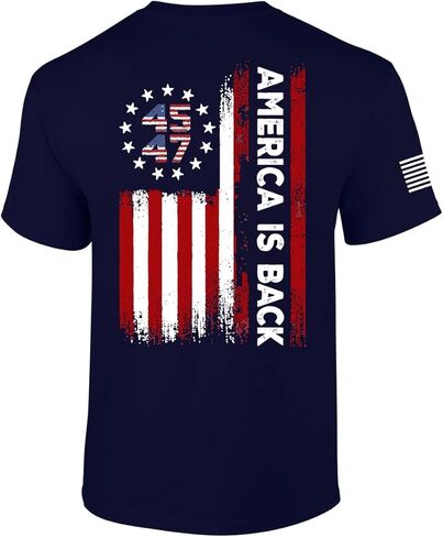 Patriot Pride Men's 45 47 Distressed USA Flag America is Back Short Sleeve T-Shirt - Patriotic T Shirts for Men in Saudi Arabia