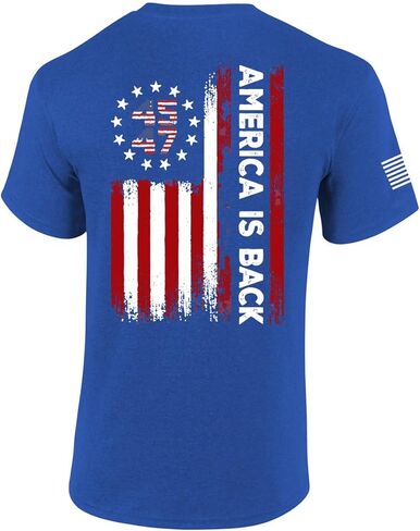 Patriot Pride Men's 45 47 Distressed USA Flag America is Back Short Sleeve T-Shirt - Patriotic T Shirts for Men in Saudi Arabia