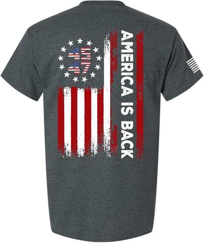 Patriot Pride Men's 45 47 Distressed USA Flag America is Back Short Sleeve T-Shirt - Patriotic T Shirts for Men in Saudi Arabia